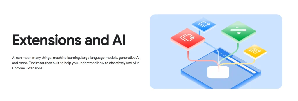 Illustration showing AI Chrome extensions icons for writing, summarizing, and productivity tools used in 2025