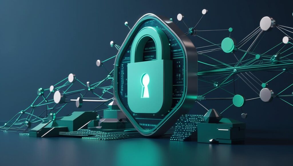 Visual representation of protecting personal data and privacy while using free AI tools