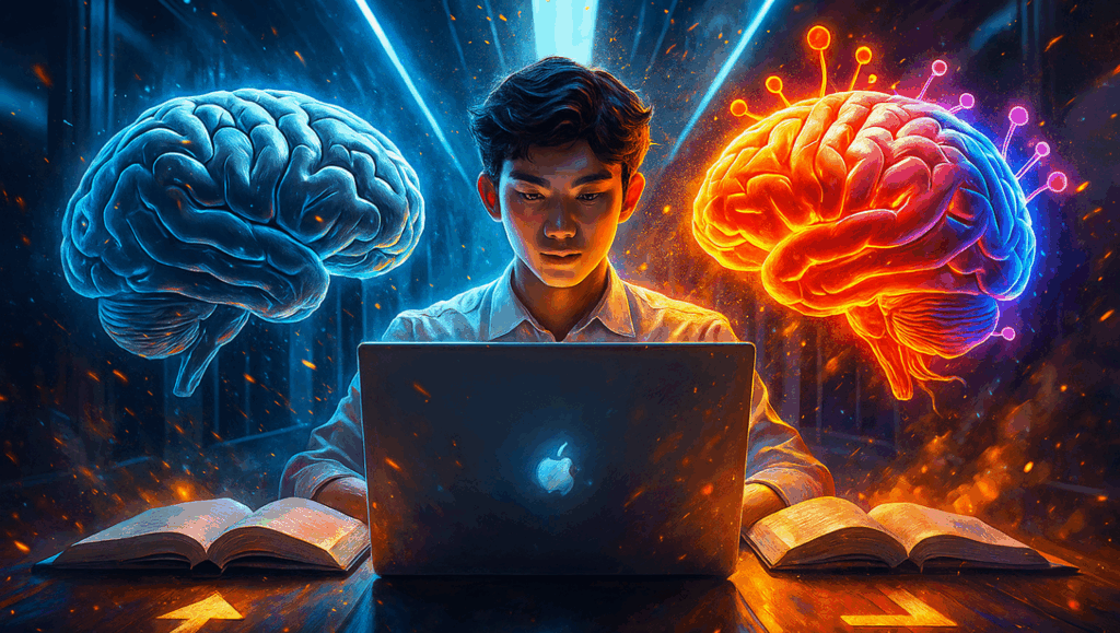 Student using ChatGPT with reduced brain activity – MIT study on AI learning impact 2025