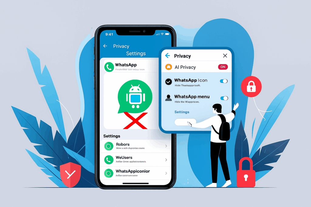 Illustration showing how to disable WhatsApp Meta AI on a smartphone