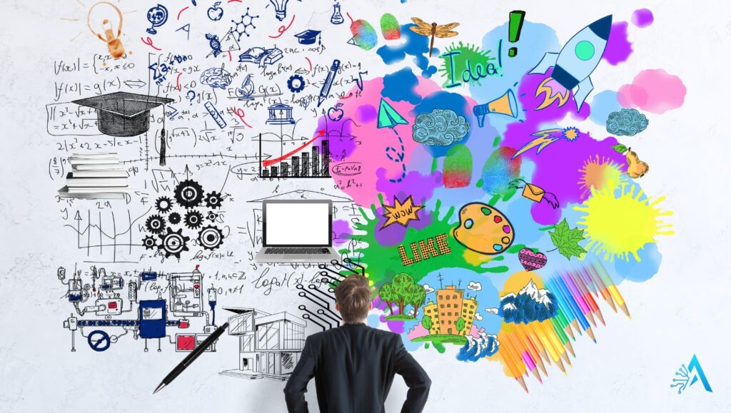 Visual representation of AI tools for designers showing the balance between technical and creative design in 2025