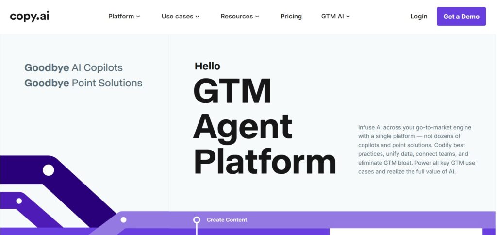 Copy.ai dashboard interface for business content creation in the copy.ai vs writesonic comparison