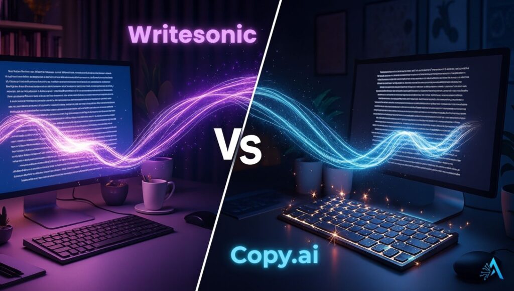 Copy.ai vs Writesonic interface comparison for business content creation in 2025