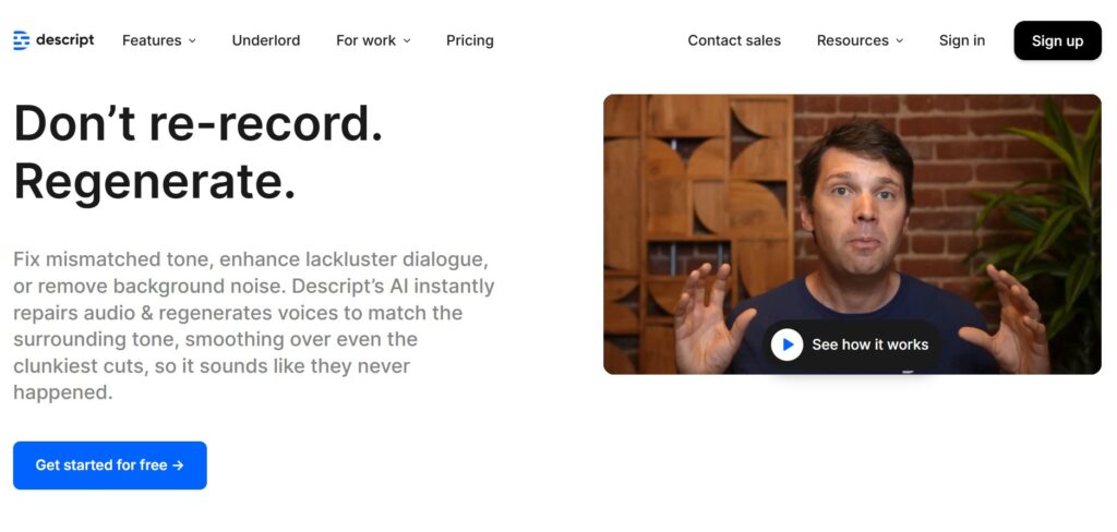 Screenshot from Descript Overdub, accessed June 2025.