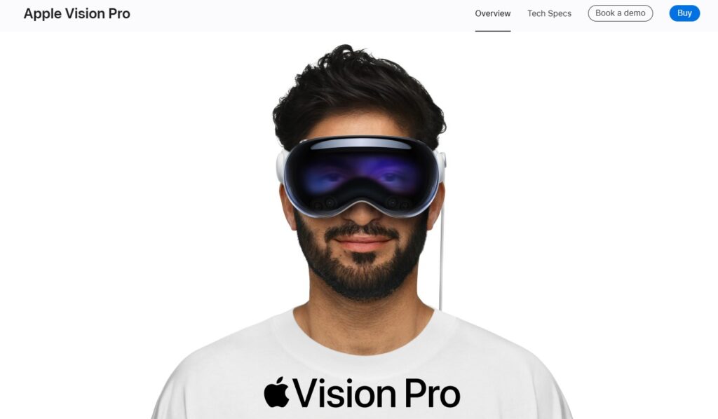 Screenshot of the official Apple Vision Pro product page used in the Meta Quest 3 vs Apple Vision Pro review