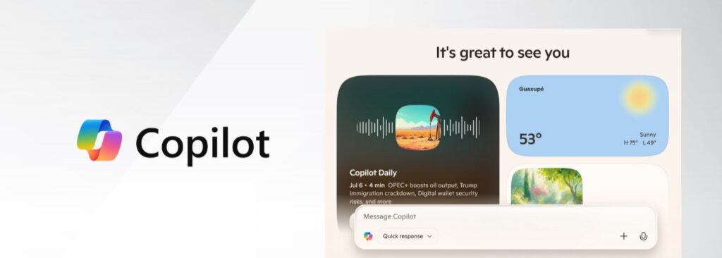 Microsoft Copilot interface inside Word and Excel – all-in-one AI assistant integrated in Microsoft tools (2025)