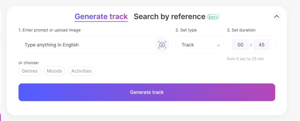 Mubert dashboard showing AI music generation interface and streaming options in 2025 Let me know if you want a version focused on mobile layout or a specific use case (e.g. generating music for TikTok or YouTube).