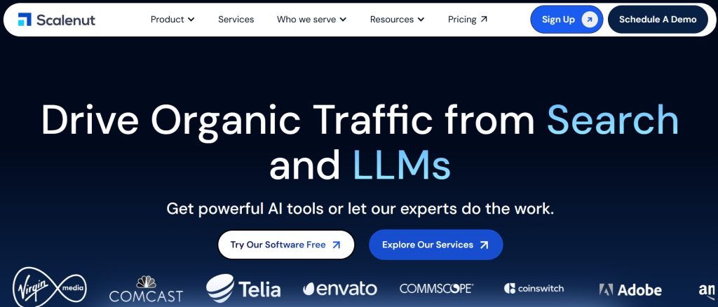 Scalenut homepage with Cruise Mode and SEO keyword planner tools – Frase vs Scalenut blog review