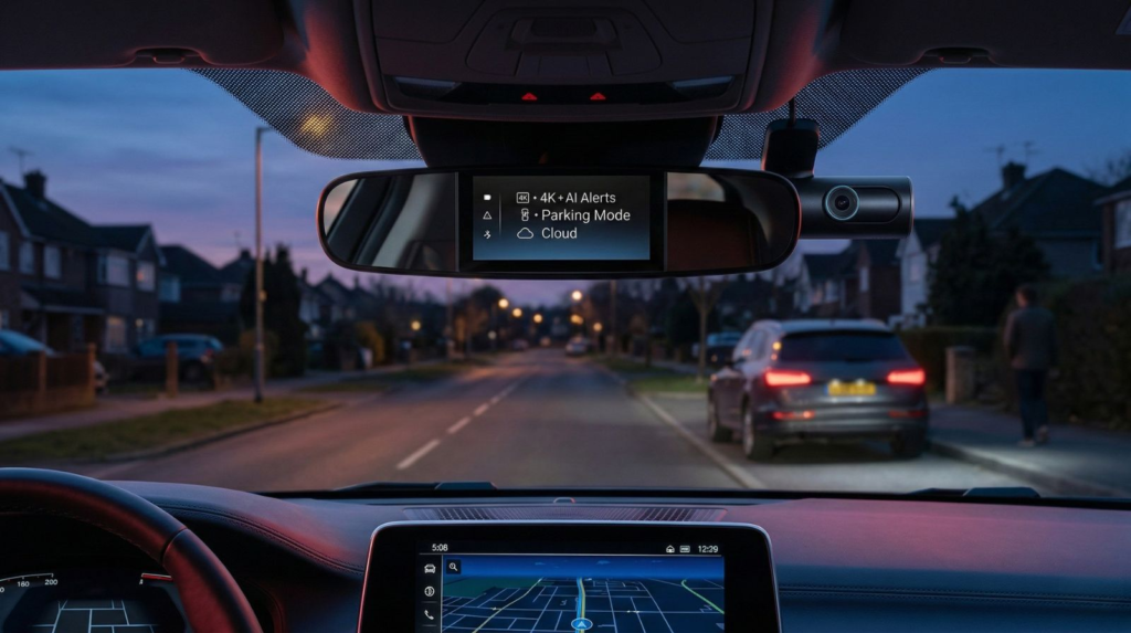 Best AI Dash Cams hero image with 4K, parking mode, and cloud features showcased.
