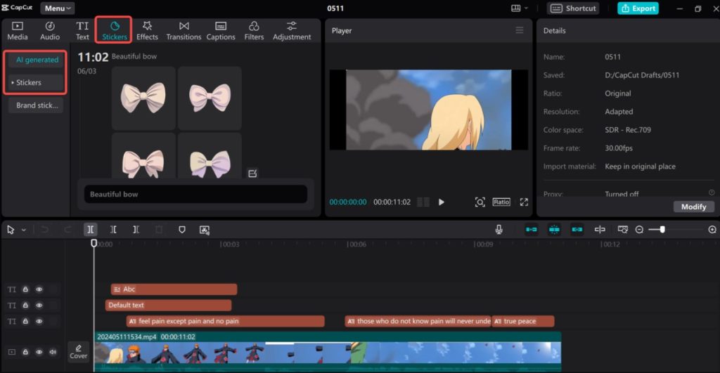 CapCut Pro editing interface in Descript AI vs CapCut Pro 2025 comparison