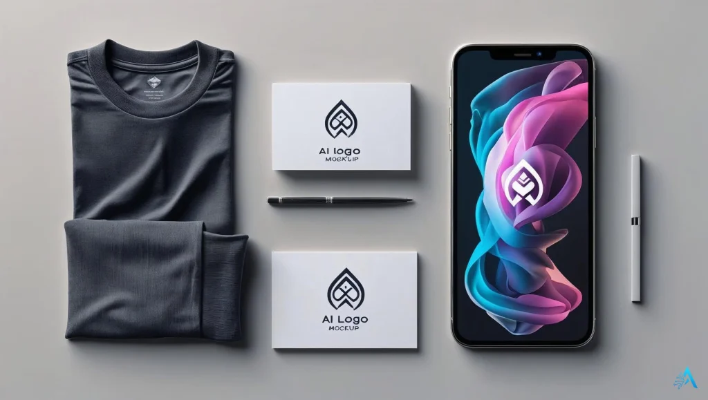 Professional results when you create a logo with AI – applied on branding materials