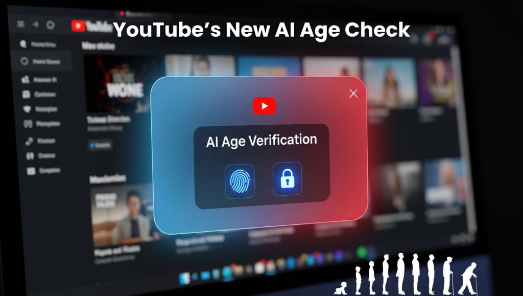 YouTube AI age verification system showing privacy and safety warning on screen