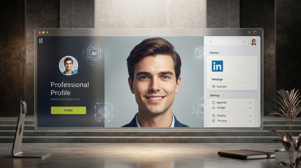 AI headshots for LinkedIn featured image showing professional profile photo concept