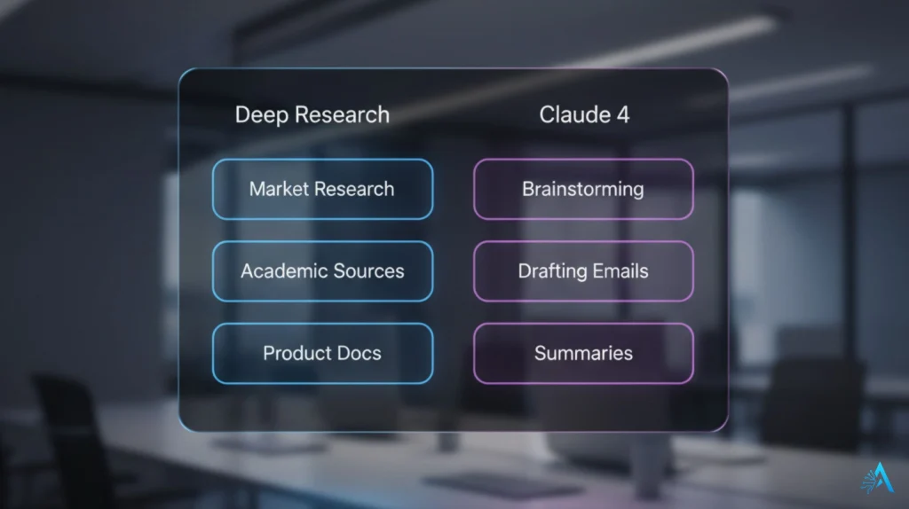 Deep Research vs Claude 4 best use cases