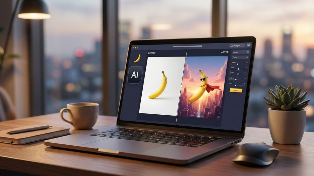 Nano Banana AI image editor interface powered by Google Gemini