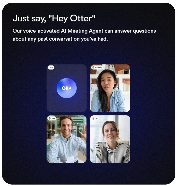 Otter.ai screenshot – AI tools for meeting productivity with live transcription and summaries