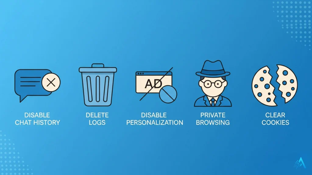 Quick privacy wins to stop AI from collecting your data illustrated checklist