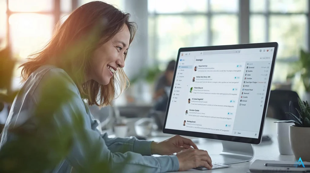 Sane Box Review 2025 – user smiling at a clean, organized inbox after using SaneBox AI