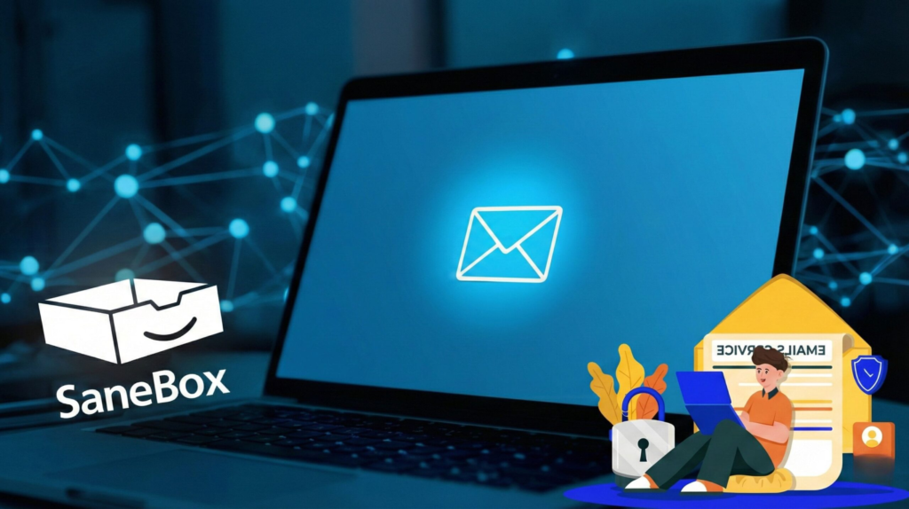 Sane Box dashboard showing AI email filter organizing inbox folders automatically