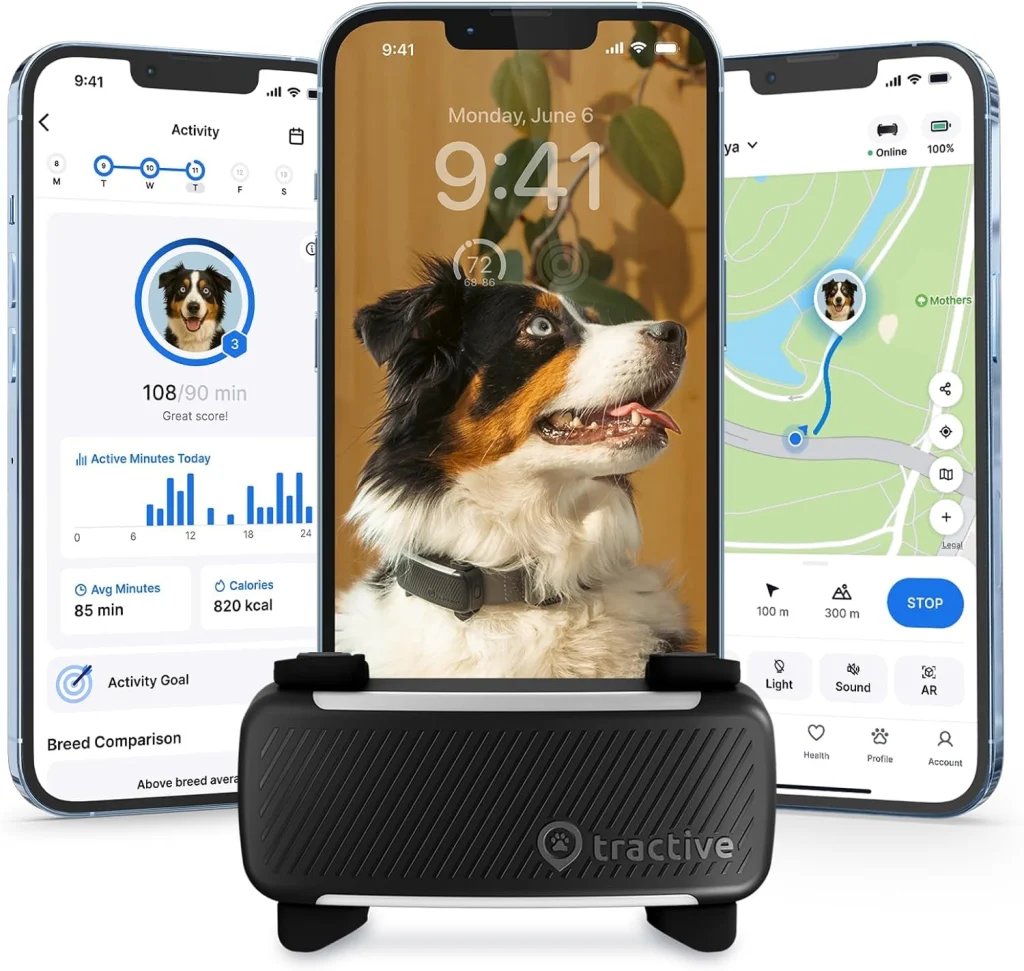 Tractive smart dog GPS tracker with real-time location and health monitoring – best AI pet gadget 2025