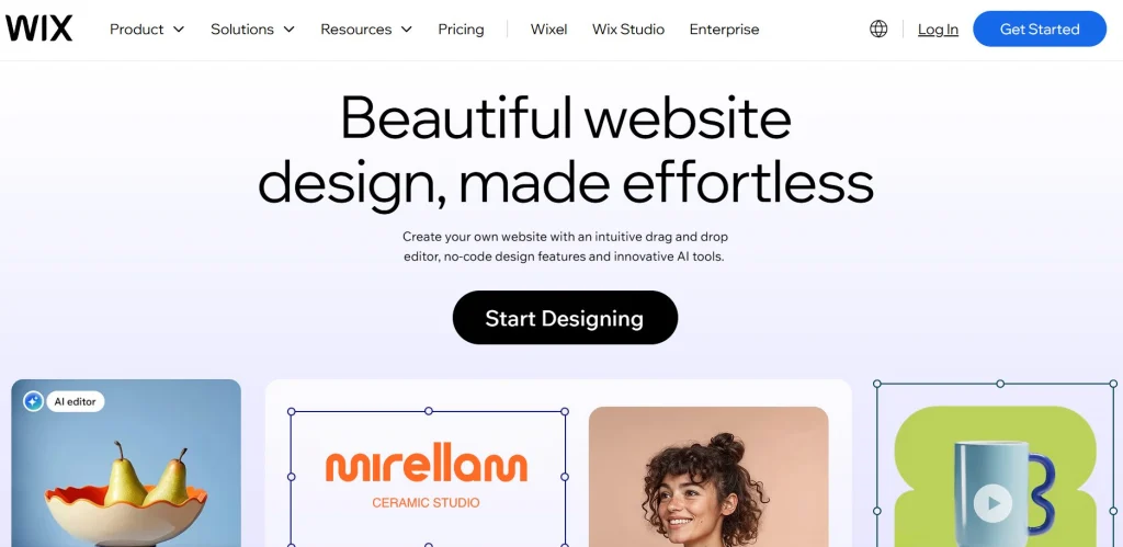 Wix ADI AI Website Builder homepage – create websites instantly without coding
