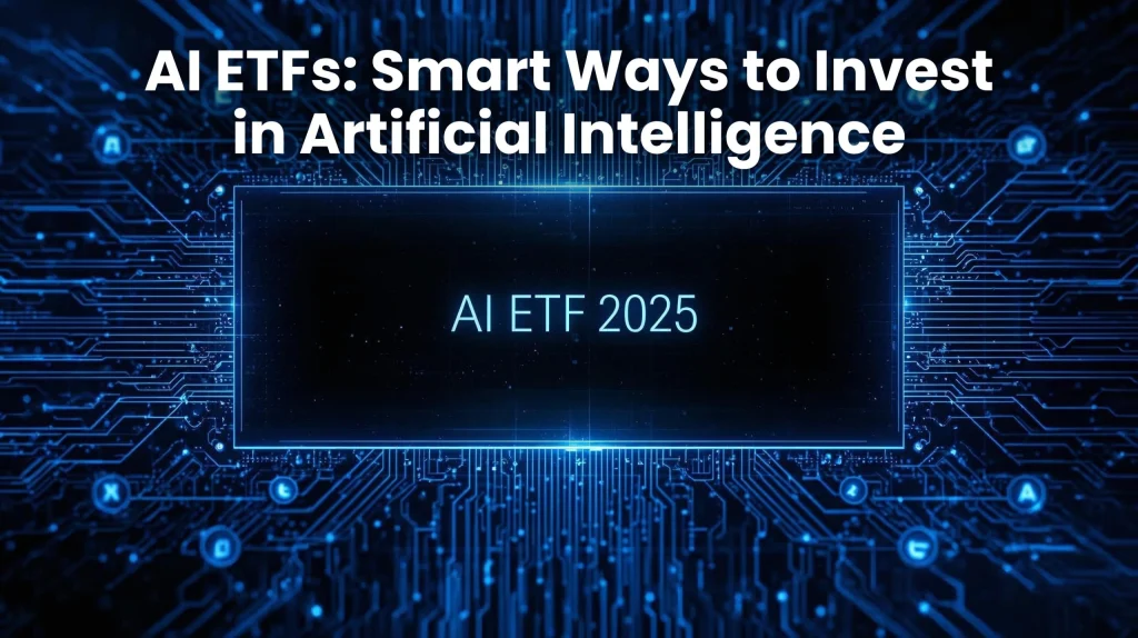 AI ETFs 2025 artificial-intelligence investment concept with futuristic financial graphs