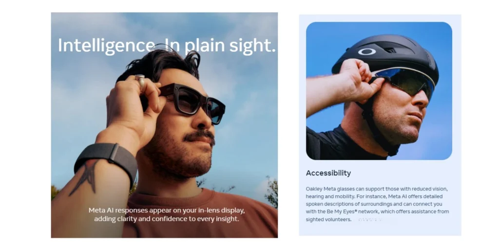 Meta Ray-Ban Display vs Oakley Vanguard AI glasses 2025 – lifestyle view comparing smart eyewear for connectivity and daily use