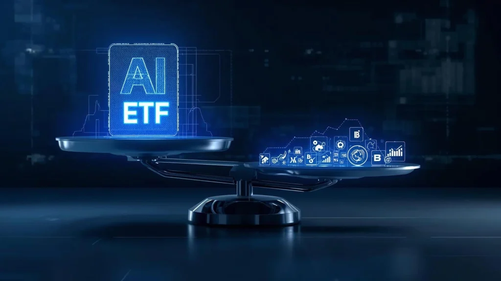 AI ETFs 2025 comparison between diversified fund and individual stock investing