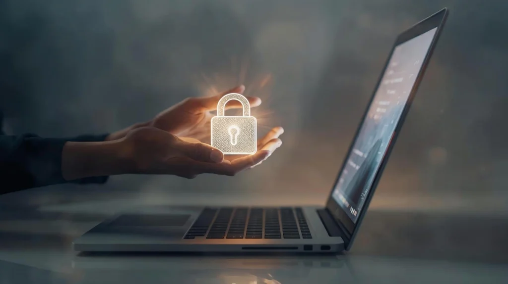 Conceptual photo symbolizing ethical AI and privacy protection in AI meeting tools 2025.