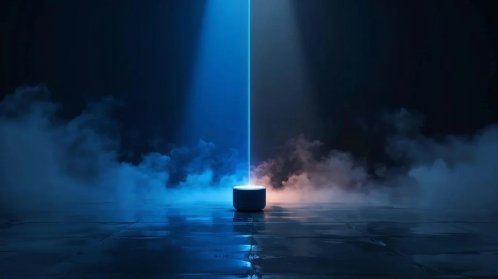 Conceptual image showing balance between privacy and automation in smart home AI hub setup.