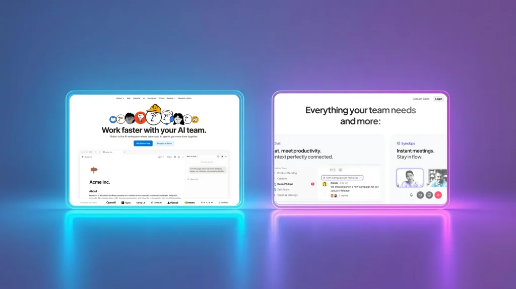 Notion Agents vs ClickUp AI comparison futuristic workspace 2025