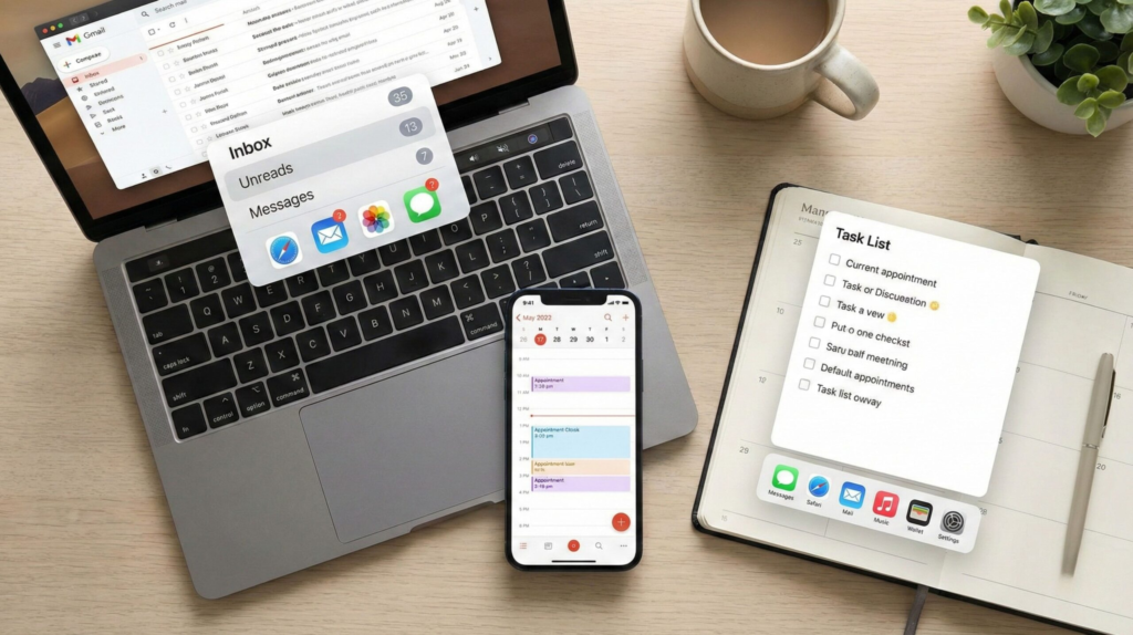 AI agent workflow core stack with email calendar and task apps
