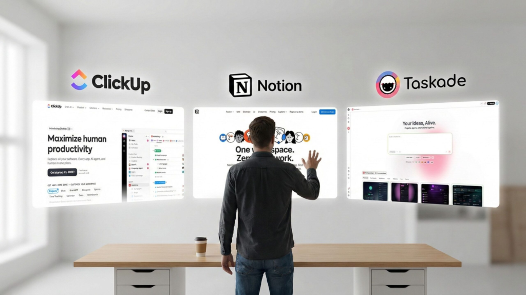 Choosing the best AI workspace in 2025 between Notion AI, Taskade AI, and ClickUp AI