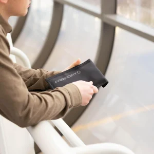 Faraday bag signal blocker used in ai privacy gadgets to prevent Wi-Fi, Bluetooth, GPS and NFC tracking