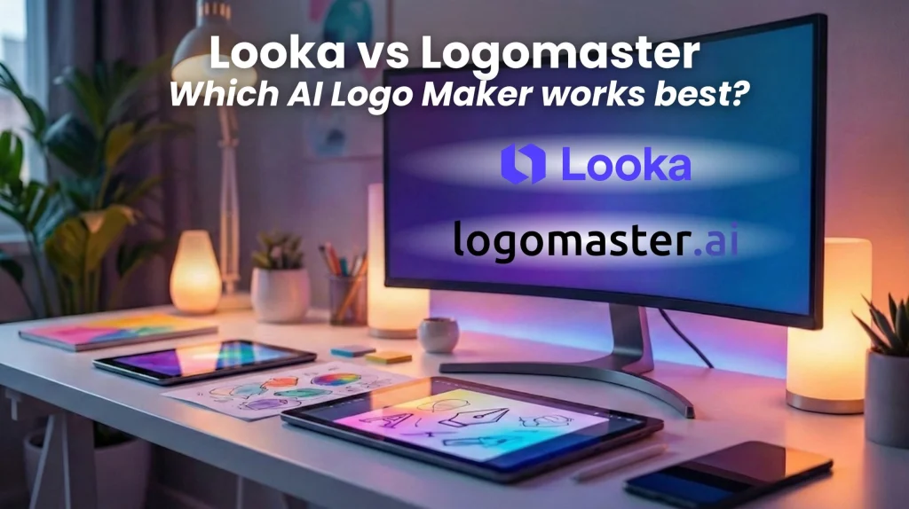 Looka vs Logomaster AI logo maker comparison 2025