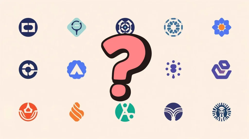 Generic AI logos showing the core problem users face when comparing Looka vs Logomaster.