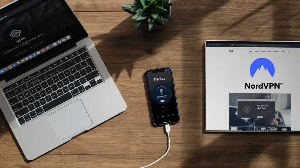 VPN interface, mic blocker, and privacy browser tools used to stop AI apps from listening.