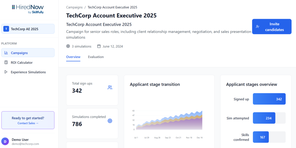 Skillfully AI review showing task-based skills assessment dashboard