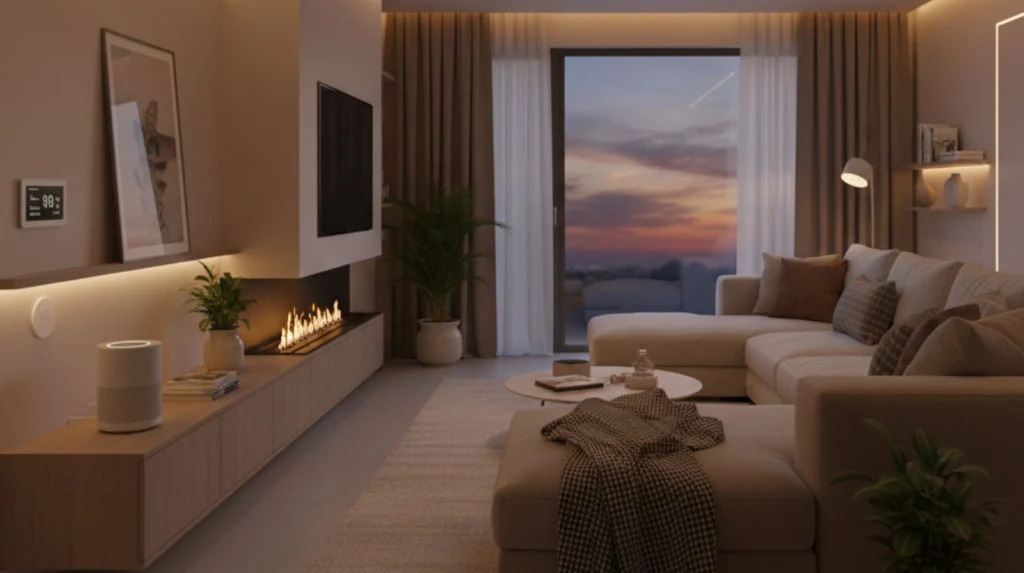 Modern living room showing the benefits of using a smart home hub 2025 for seamless daily automation
