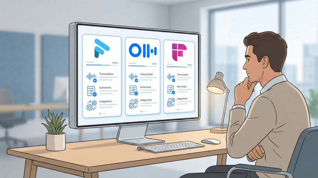Illustration showing the problem AI meeting notes aim to solve, from messy transcripts to clear meeting summaries