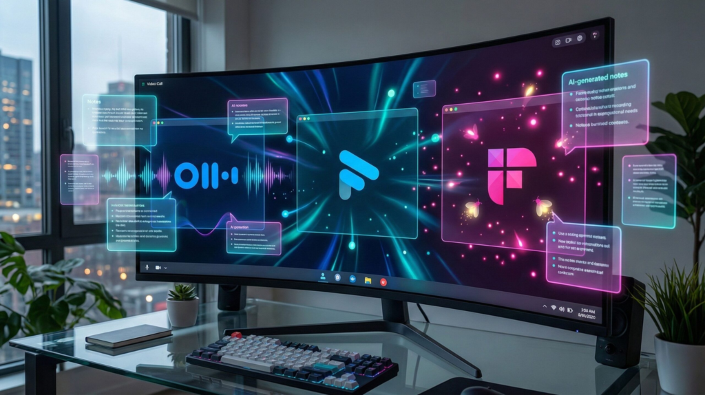 AI meeting notes software comparison between Otter Fathom and Fireflies in 2026