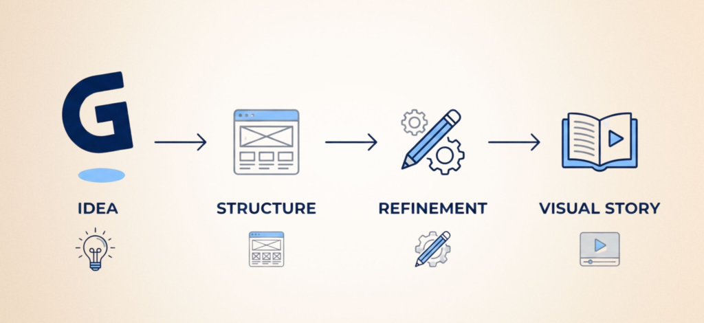 AI visual storytelling workflow from idea to visual story