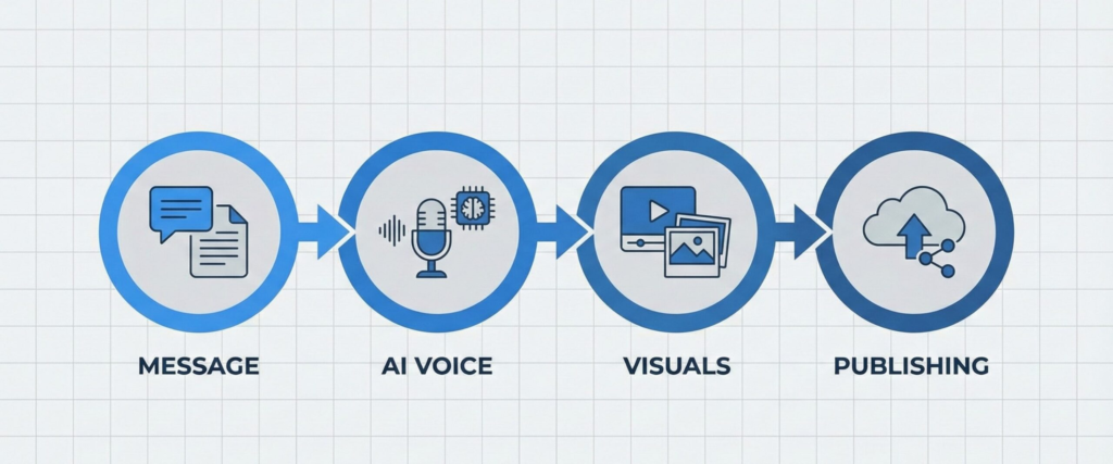 faceless videos AI workflow steps from script to publishing