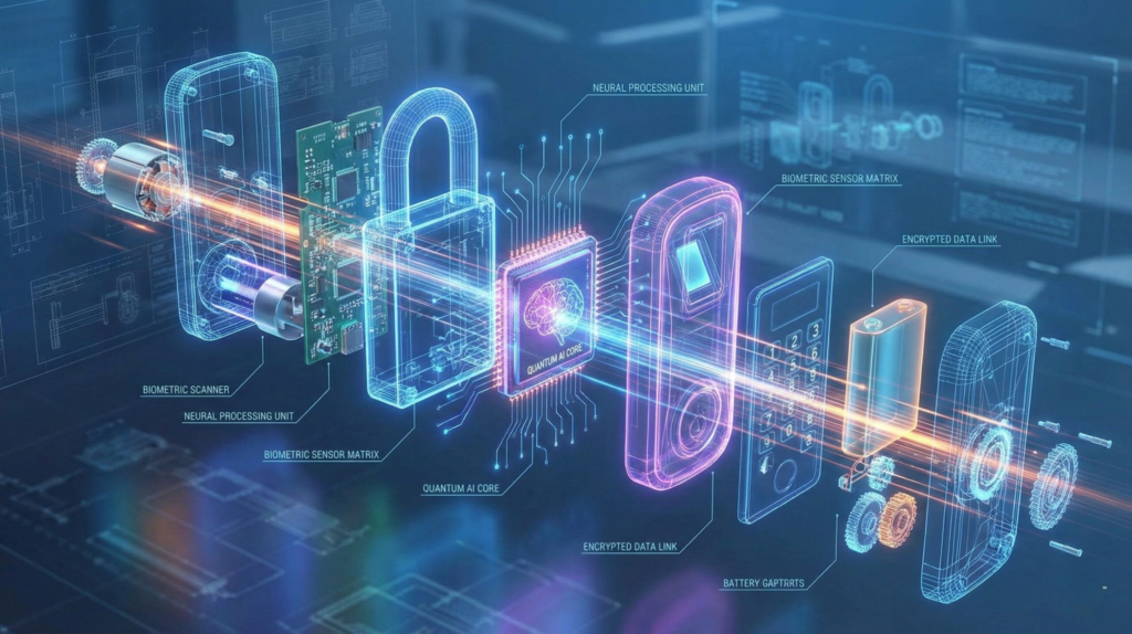 Diagram showing how AI smart locks analyze access patterns and send alerts
