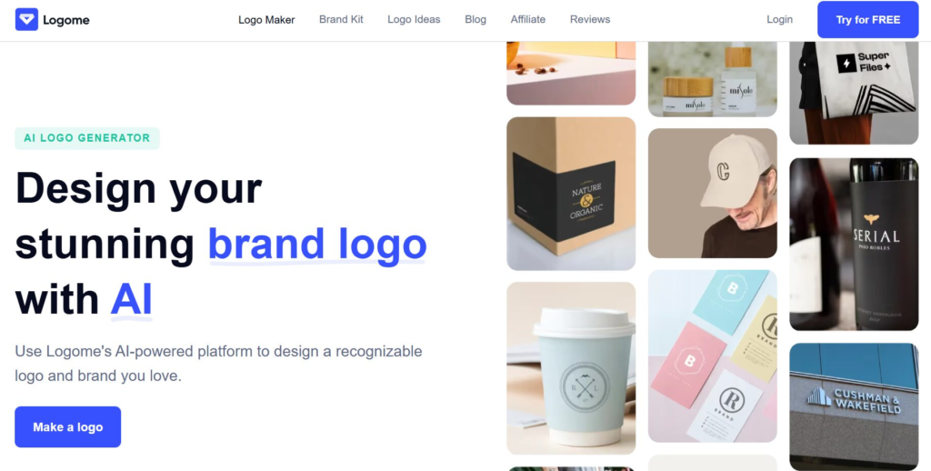 Logome.ai review showing how an AI logo generator creates a professional logo