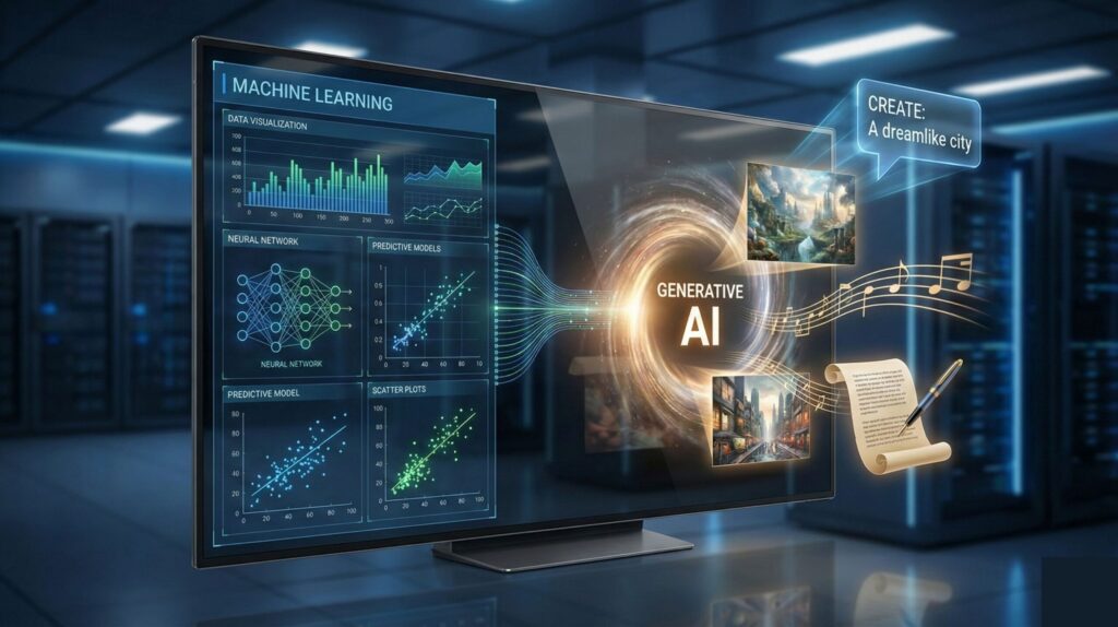 machine learning vs generative ai explained with simple visual examples
