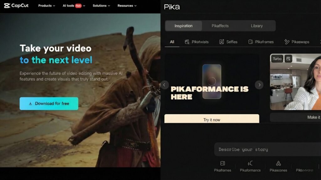 Pika Labs vs CapCut AI use cases comparison for short-form video creation in 2026