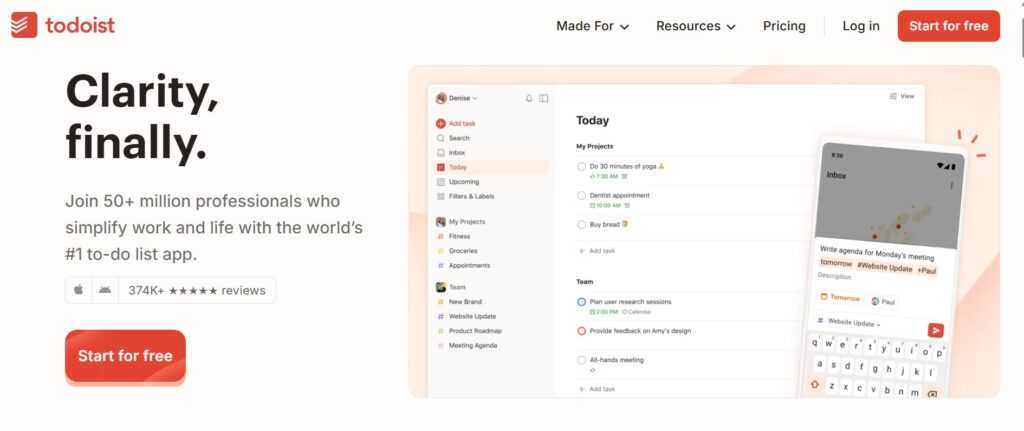 Todoist AI simple system preview showing how tasks become clearer and easier to manage