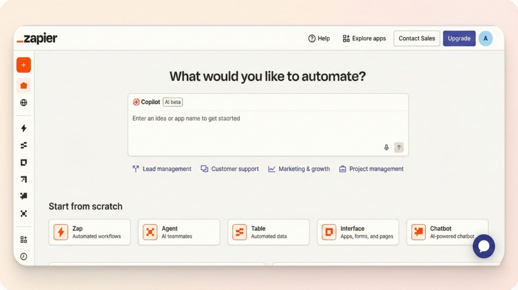 Zapier workflow editor showing a simple automation setup