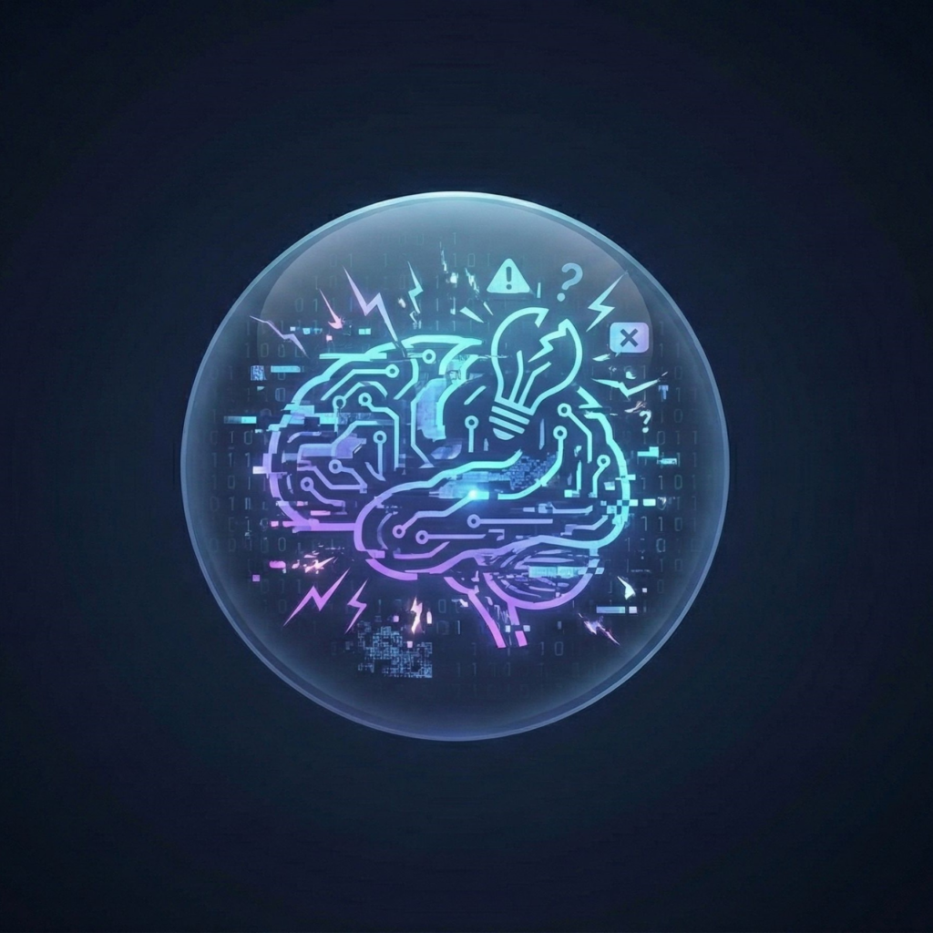 Illustration symbolizing AI hallucinations and the risks of confident but incorrect answers.